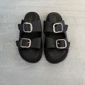 Christian Di Riccio Black Leather Buckle Sandals Made in Italy Size 40
